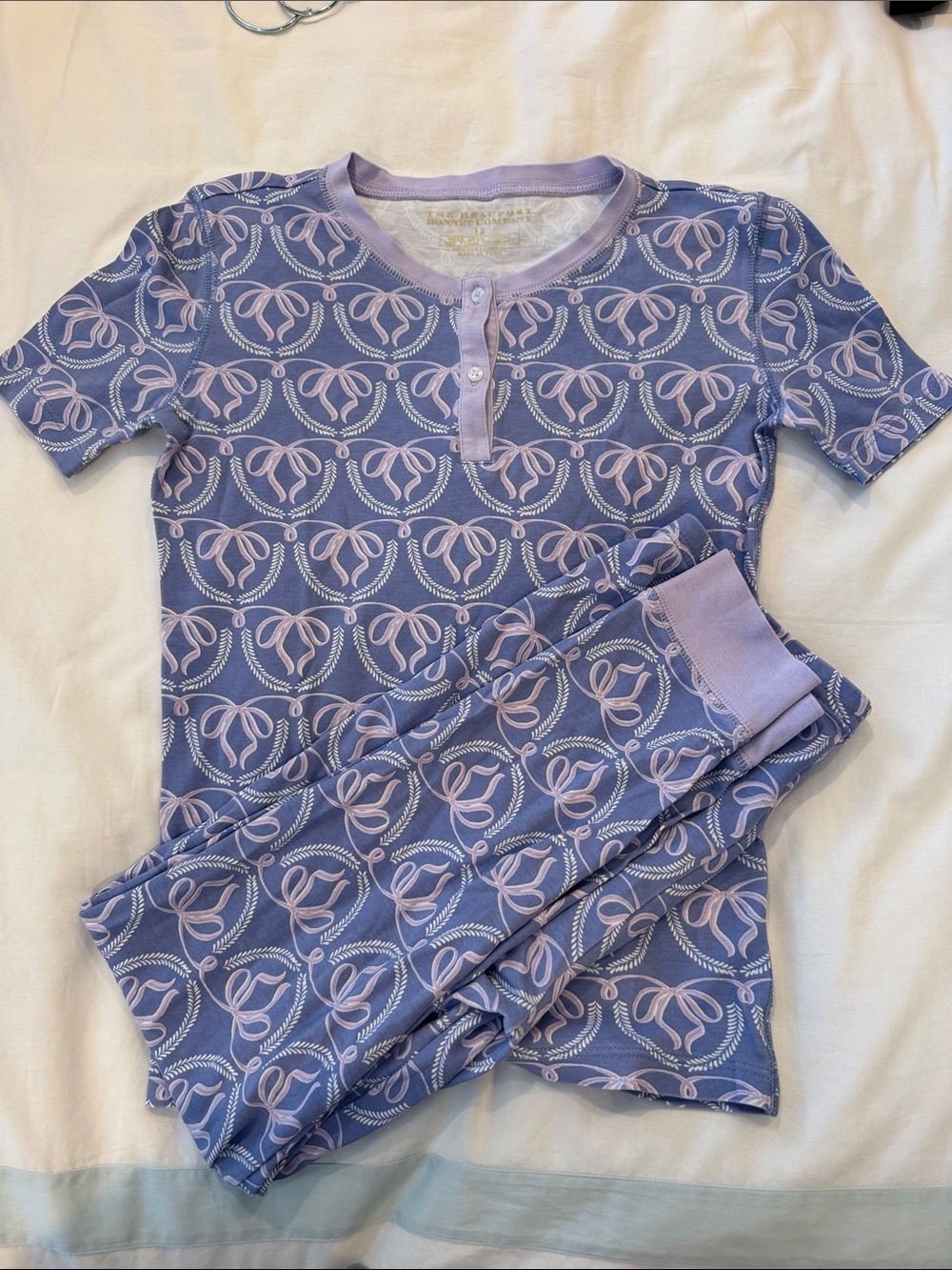 The Beaufort Bonnet Company Girls Lavender  Short Sleeve Pant Pajama Set
